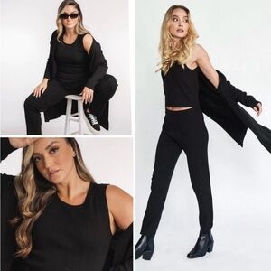 🆕 NWT Silk & Salt Ribbed Knit Pants Pull On Comfort Stretch Solid Black Sz Large